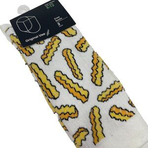 Original Use NWT Men's Striped‎ & French Fries 2pk Crew Socks Size 6-12